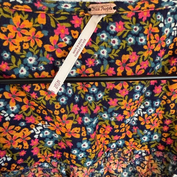 Free People Floral Peplum Top Boho Button Front XL - Picture 10 of 11